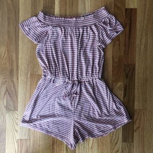 Pink and White Striped Romper